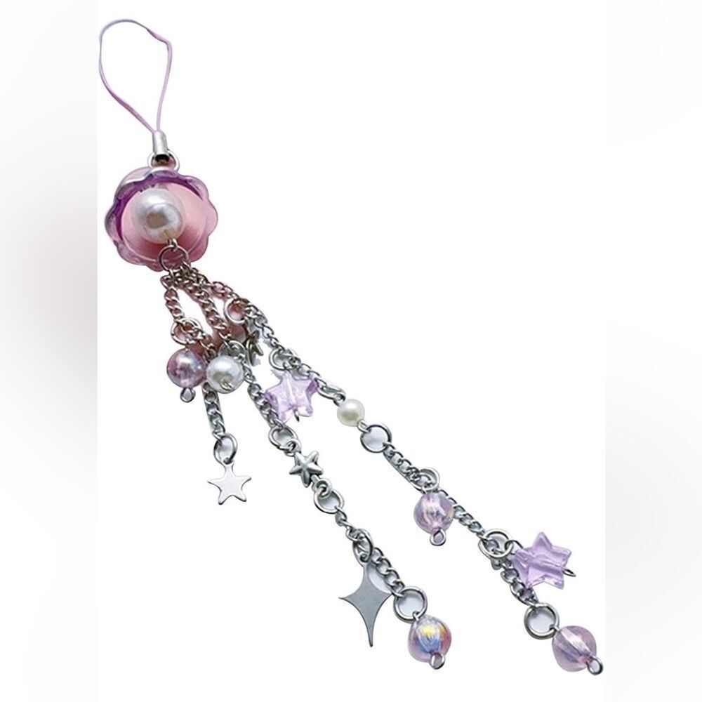 Pink and Silver Jellyfish Charm /Keychain